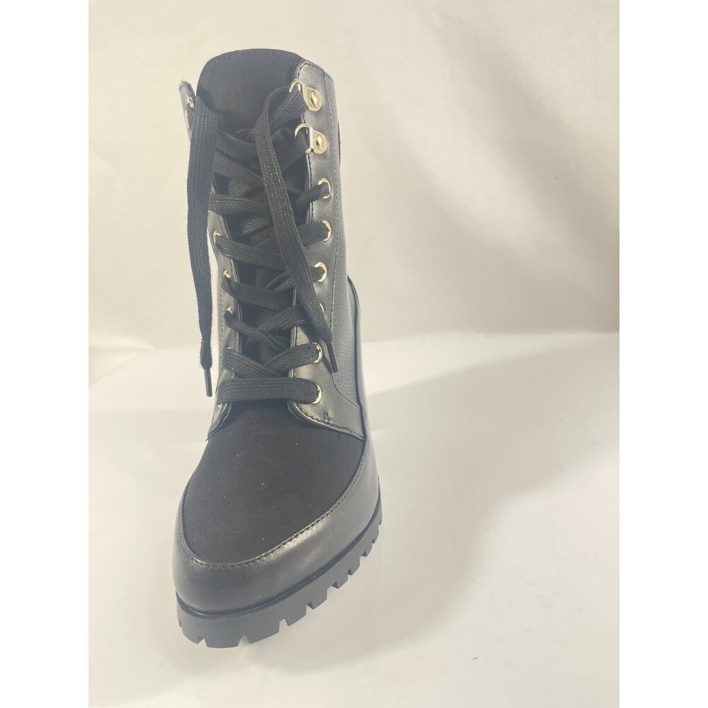 Giani Bernini Boots Womens Size 8.5 Black Keegannp Combat Lace Up Block Heel - Picture 2 of 10